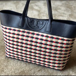 Tory Burch Woven & Leather Natural Straw Tote